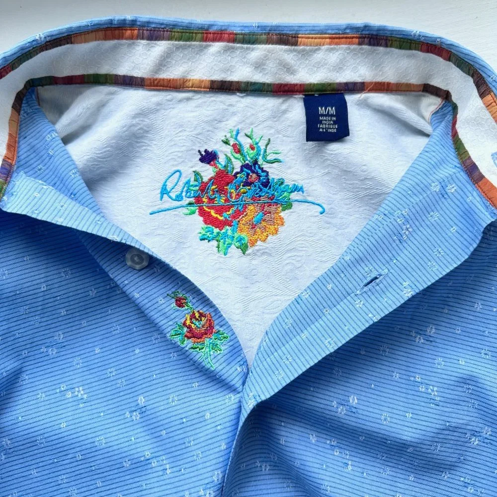 ROBERT GRAHAM made in India Blue 100% cotton Mens Shirt - Medium - Picture 7 of 11